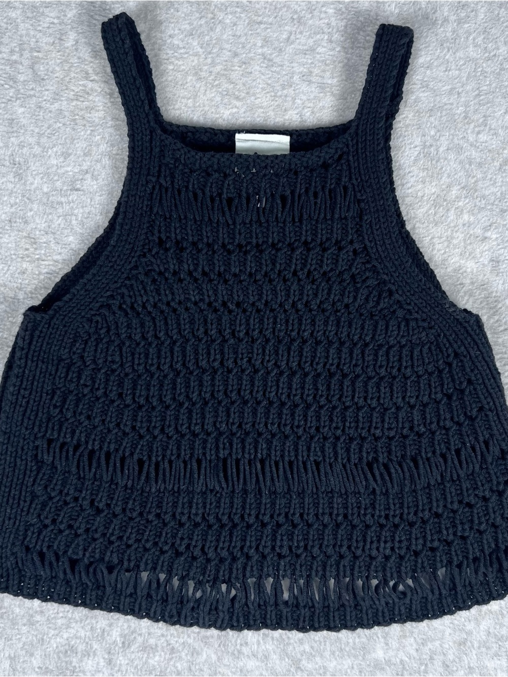 Crochet Festival Beach Tank Open knit Top Women’s Black Small‎ .Nitah